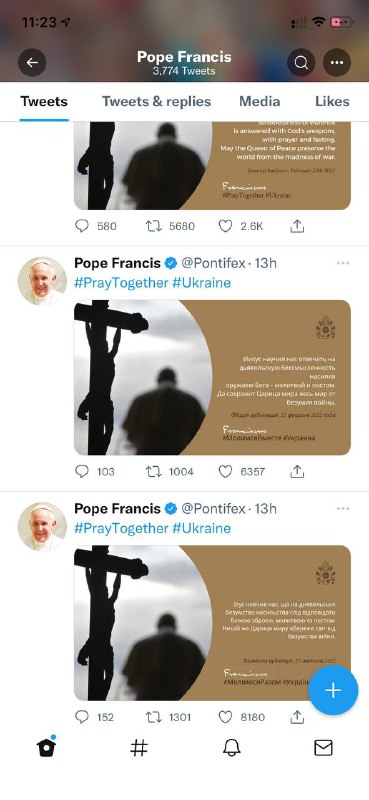 通过教皇的三个语种的praying推，可以大致刻画出各语种的关注者画像